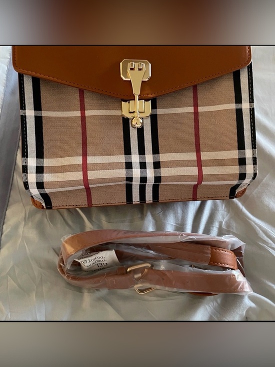 Handbags - Elegant Tan and Plaid Women's Bag